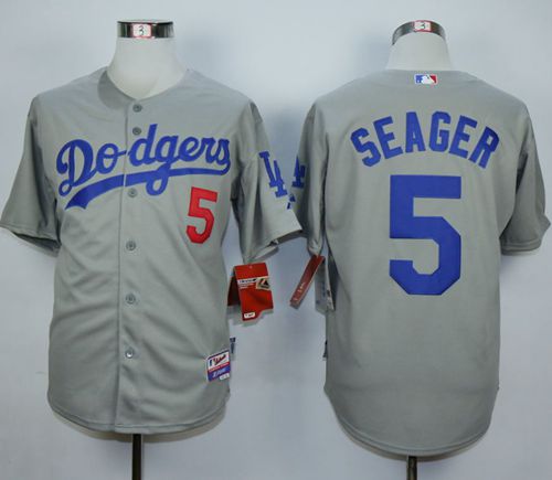 Dodgers #5 Corey Seager Grey Cool Base Stitched MLB Jersey - Click Image to Close